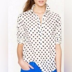 J.Crew cotton Jacquard Polkadot Pop Over Shirt